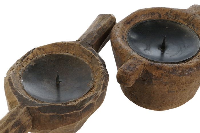 DKD Home Decor Surtido de 4 Portavelas de Madera Estilo Antiguo DKD Home Decor Surtido de 4 Portavelas de Madera Estilo Antiguo