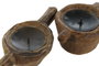DKD Home Decor Surtido de 4 Portavelas de Madera Estilo Antiguo