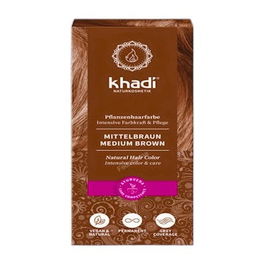 KHADI Tinte Herbal Castaño Medio 100gr Ecológico Vegano Sin Amoniaco Larga Duración