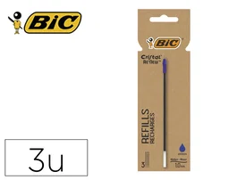 Bic Recambio bolígrafo Cristal Renew Azul, pack de 3 unidades