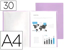 Liderpapel Carpeta Escaparate 30 Fundas Polipropileno DIN A4 Lavanda Opaco