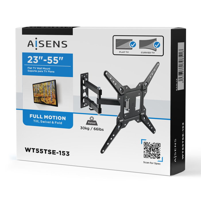 Aisens Soporte Eco Giratorio e Inclinable para TV/Monitor de 23-55 pulg, 30kg, Negro
