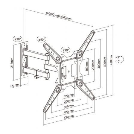 Aisens WT55TSE-153 Soporte de Pared Giratorio e Inclinable para TV de 23-55 Pulgadas, Carga Máxima 30kg, Negro
