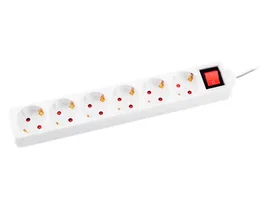 Q-connect Regleta de 6 tomas de corriente con interruptor, 1,5 m, blanco