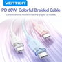 Vention Cable USB-C TRDPF - USB 2.0 Tipo C Macho a Macho, Carga Rápida 60W 3A, Datos 480 Mbps, 1 metro, Color Rosa