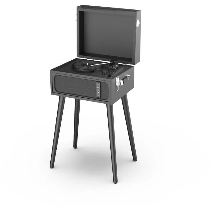 Ryght RYG3760206481870 Tocadiscos de Vinilo ALTO con Soporte, Altavoz Bluetooth Integrado - Negro