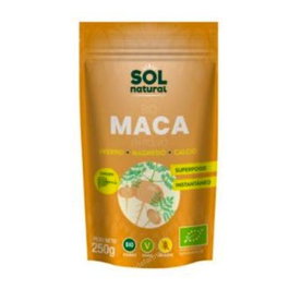 SOLNATURAL Maca En Polvo 250Gr. Bio Superalimento Vegano Sin Gluten