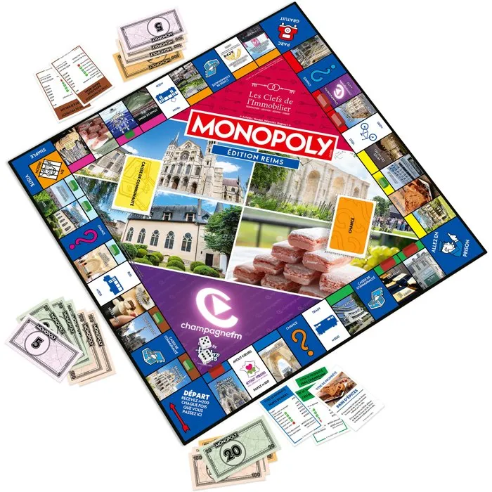 Winning Moves AACIN82925 Juego de Mesa Monopoly Edición Reims, para 2 a 6 Jugadores, a Partir de 8 Años
