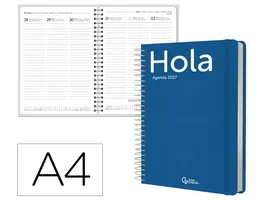 Liderpapel Agenda Oficina 2027 Espiral Classic Semana Vista A4 Azul