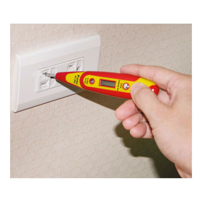 Proskit Detector de Tensión y Continuidad NT-305, Destornillador Probador Eléctrico con Pantalla LED, 70-250V AC y 12-50V DC
