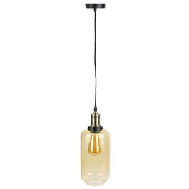Home Deco Light Lámpara Colgante Cristal Ahumado Ámbar Cilíndrica Retro Contemporáneo 14x27cm Casquillo E27