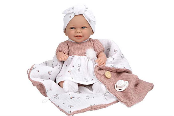 Muñecas Arias Muñeca Elegance Babyto 33 cm Rosa con Saco de Dormir, Cuerpo Vinilo