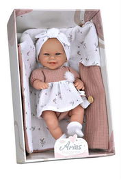 Muñecas Arias Muñeca Elegance 33 cm Babyto Rosa con Saco de Dormir (Cuerpo Vinilo, Sexo Niña)