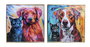 DKD Home Decor Set de 2 Cuadros Perro y Gato 80x80 cm Multicolor