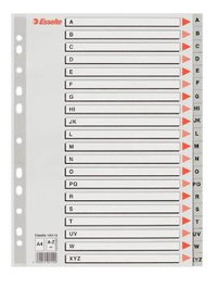 Esselte Separador Multitaladro A-Z Polipropileno A4 Gris Con Carátula Índice Cartón Color