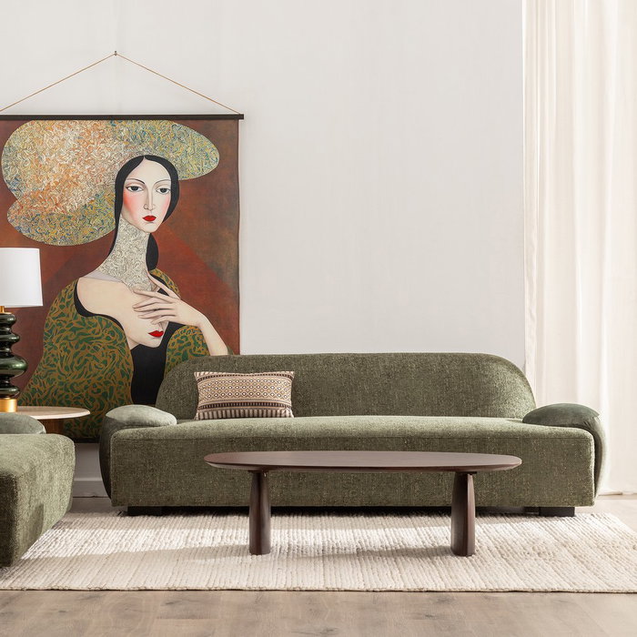 Sofá Verde Tejido Salón 222 X 92 X 70 cm