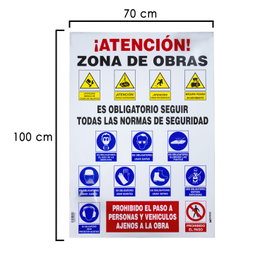 WOLFPACK LINEA PROFESIONAL Cartel Combinado Normas Obra 100x70 cm