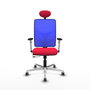 PIQUERAS Y CRESPO Silla de oficina Motilla con mecanismo Sincro/Traslack, Rojo y Azul