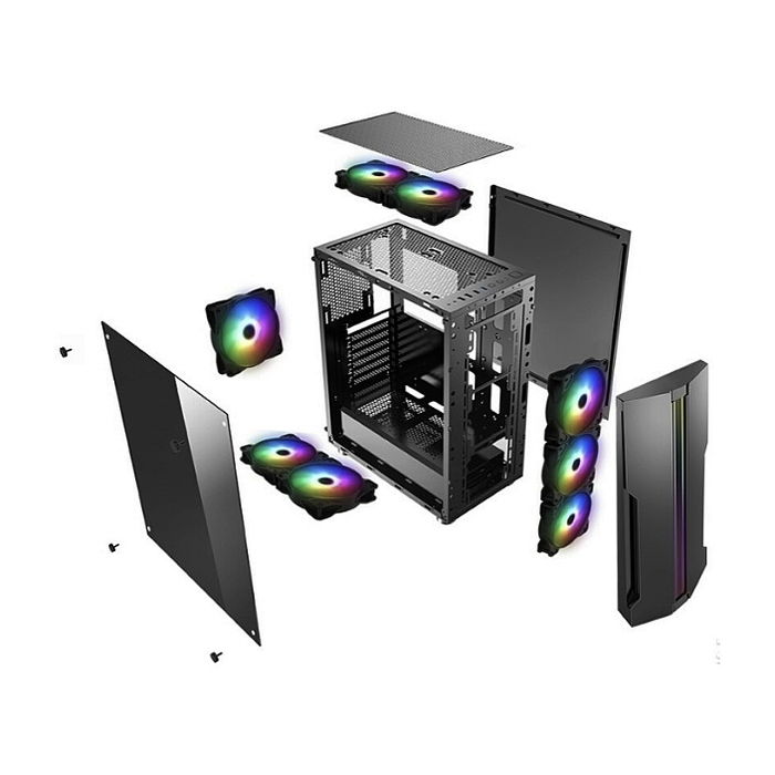 Xilence Caja PC Midi Tower XG121 BLADE X512.RGB Negra con Iluminación RGB