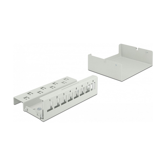 DeLOCK Panel de conexiones Keystone de 8 puertos gris de metal