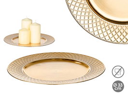 Giftdecor Portavelas Rombos Dorado 33 cm (33x33x3 cm) (Set de 24)