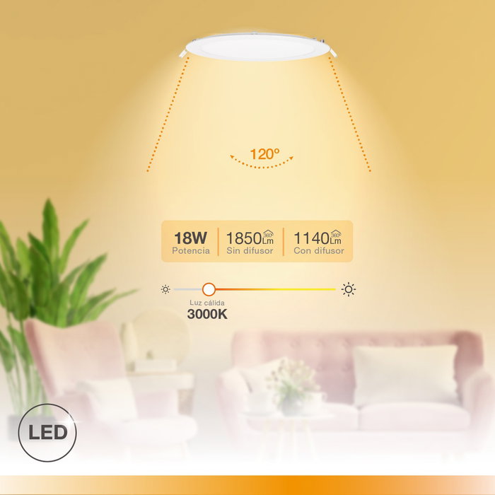 GSC Evolution Downlight empotrable LED redondo Lonbo 20W 3000K Blanco
