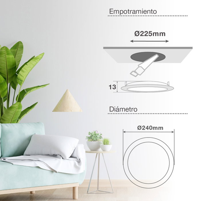 GSC Evolution Downlight empotrable LED redondo Lonbo 20W 3000K Blanco