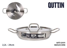 Quttin Cacerola Baja con Tapa Acero Inoxidable 24 cm 0.8 mm 2.2 L (4 Unidades)