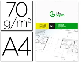 Liderpapel Papel Vegetal DIN A4 70gr 210x297mm Sobre de 12 Hojas