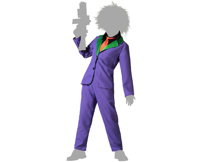 Disfraz de Payaso Morado para Niño con Chaqueta, Ideal Halloween y Fiestas Temáticas, Estilo Circo Terror Inquietante, Talla 7-9 Años, Poliéster