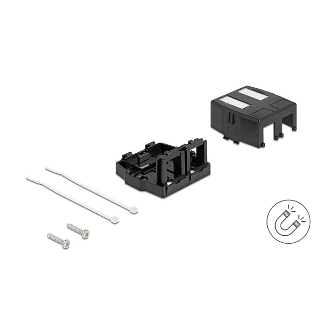 DeLOCK 85842 Keystone Leergehäuse 2 Port con base magnética, negro
