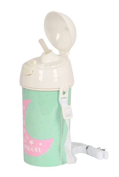 Safta Botella "Moon" 500 ml con Pajita y Apertura Automática Color Negro