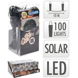 Basics Guirnalda LED solar blanco cálido 100 LEDs 10 m
