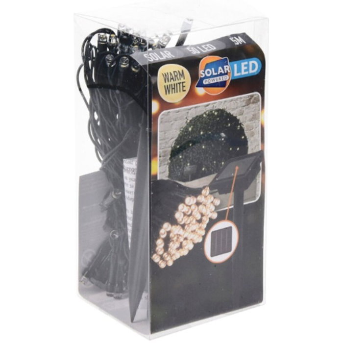 Basics Guirnalda LED solar blanco cálido 100 LEDs 10 m