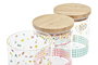 DKD Home Decor Bote Shabby Vichy Sweet Borosilicato Bambú 700ml Verde, Rojo, Amarillo Apto Microondas Lavavajillas 12 Unidades