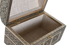 DKD Home Decor Joyero Indio Champan Natural Aluminio Yute 25 x 15.5 x 18 cm