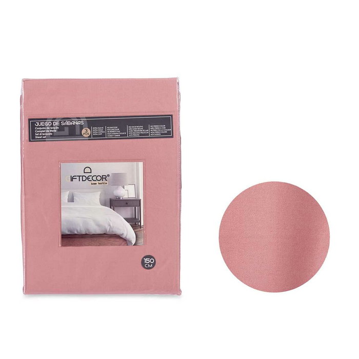 GIFTDECOR Set de 3 Sábanas Color Rosa 150cm
