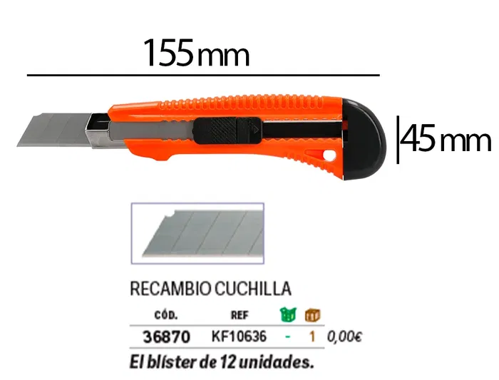 Q-connect XD-38 Cuter de plástico ancho retráctil, cuchilla 18 mm, 1 unidad