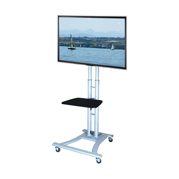 VALUE Soporte de suelo para TV/LCD, 27-60 pulgadas (68.6-152.4 cm), capacidad 50 kg, ajuste de altura 11-18 cm, color plata