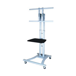 VALUE Soporte de suelo para TV/LCD, 27-60 pulgadas (68.6-152.4 cm), capacidad 50 kg, ajuste de altura 11-18 cm, color plata