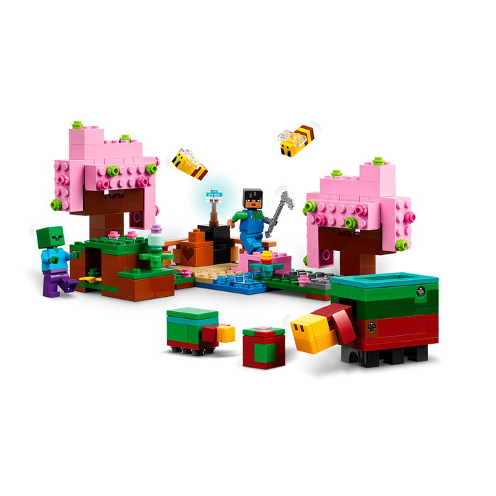 Lego 21260 El Jardín de Cerezos en Flor Minecraft con Héroe Sunny, Sniffer y Zombi, Juguete Construcción Bioma Cerezal