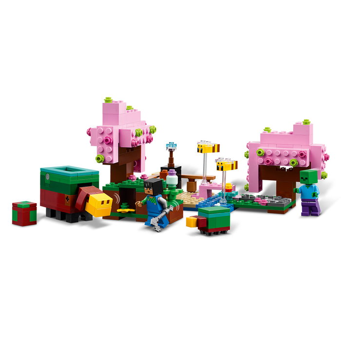 Lego 21260 El Jardín de Cerezos en Flor Minecraft con Héroe Sunny, Sniffer y Zombi, Juguete Construcción Bioma Cerezal