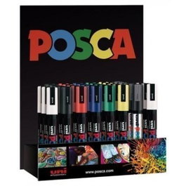 POSCA Marcadores PC-5M-3D Surtido 36 Unidades (6 Blancos, 5 Negros, 5 Plateados, 5 Rojos, 5 Verdes, 5 Amarillos, 5 Azules)