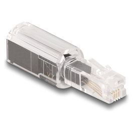 DeLOCK Adaptador antitorsión RJ10 macho a RJ10 hembra transparente/negro