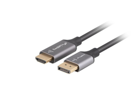 LANBERG Adaptador de Cable de Video CA-DPHD-20CU-0010-BK 1 m DisplayPort a HDMI Tipo A (Estándar) Negro, Plata