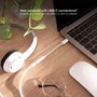 Nanocable 10.24.1205-W Adaptador USB-C a Jack 3.5 Hembra, Cable de Audio de 0.11m (11 cm) para Auriculares, Blanco