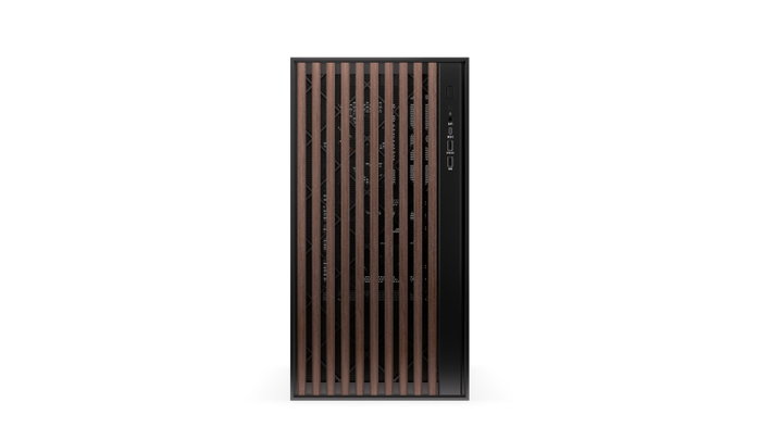 KRUX Palum Caja de Ordenador con Panel Lateral Sin Herramientas y Frontales con Listones de Madera Oscura
