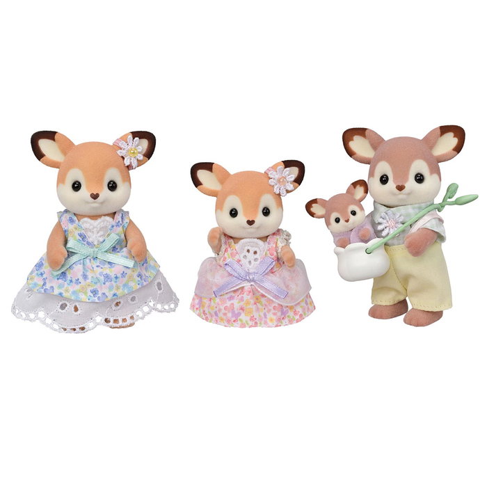 Sylvanian Families Familia Ciervo con cuatro figuras y accesorio portabebés