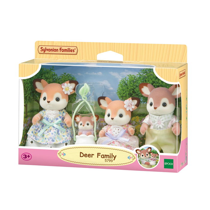 Sylvanian Families Familia Ciervo con cuatro figuras y accesorio portabebés