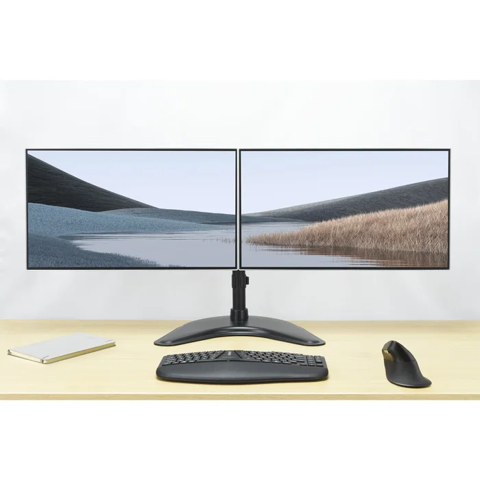 Kensington SmartFit Ergo Soporte Doble Monitor de 27" para Escritorio Negro, Ergonómico, Ajuste Sin Herramientas, Acero, Incluye Almohadilla para Teléfono/Tableta